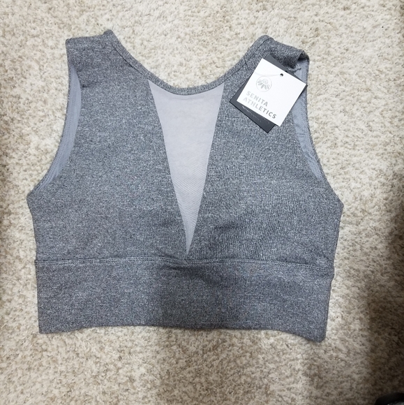 Senita Athletics Other - Senita Athletics Victoria Heathered Gray Sports Bra Crop, Size Medium